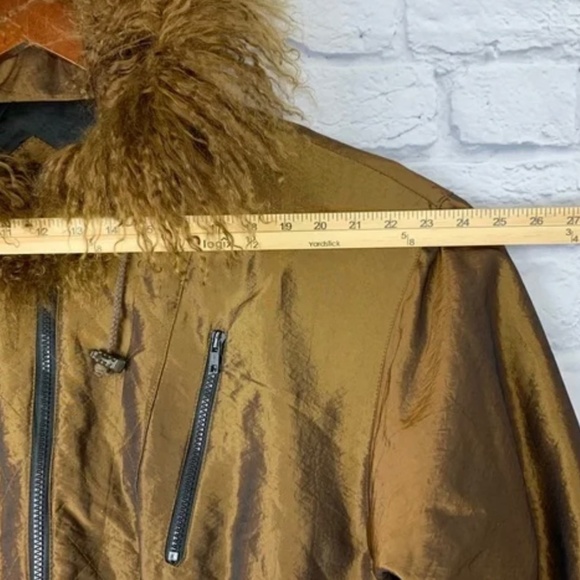 Vintage Greg Bell Bronze  Parachute Coat Lamb Fur Hood - Picture 6 of 8